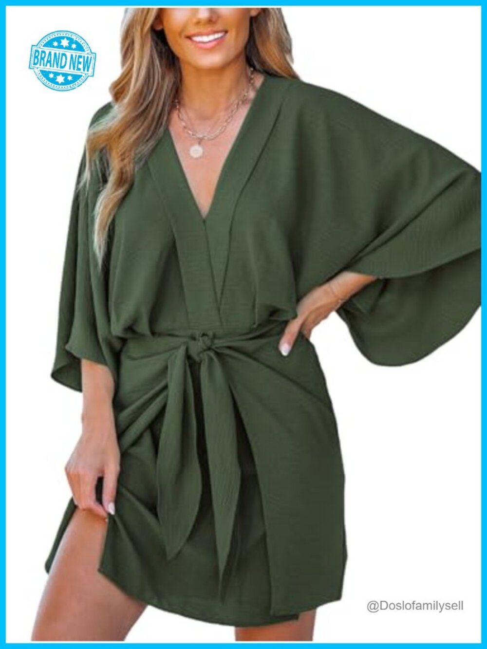 CUPSHE Women Summer Mini Dress V Neck Kimono Beachwear